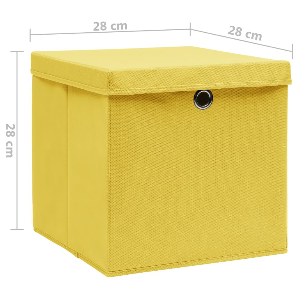 Storage Boxes with Covers 10 pcs 28x28x28 cm Yellow